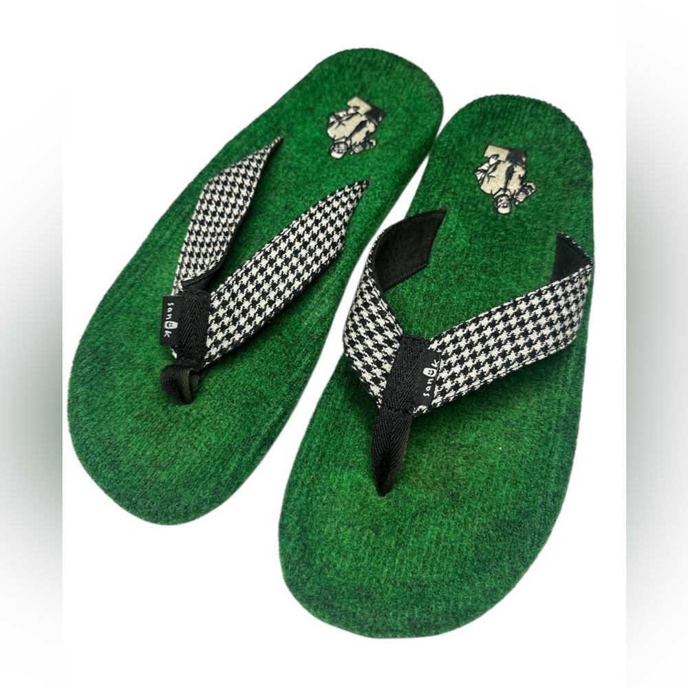 Sanuk Green and Black Flip-Flops